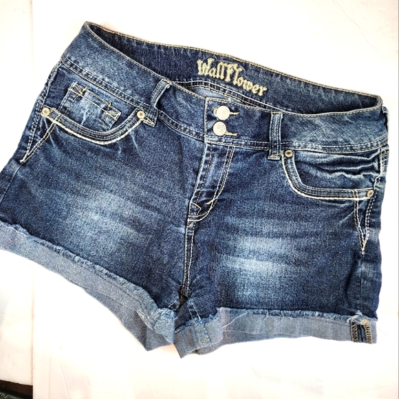 Wallflower Pants - Wallflower Denim Jean Shorts High Rise Med Rinse Juniors Size 13